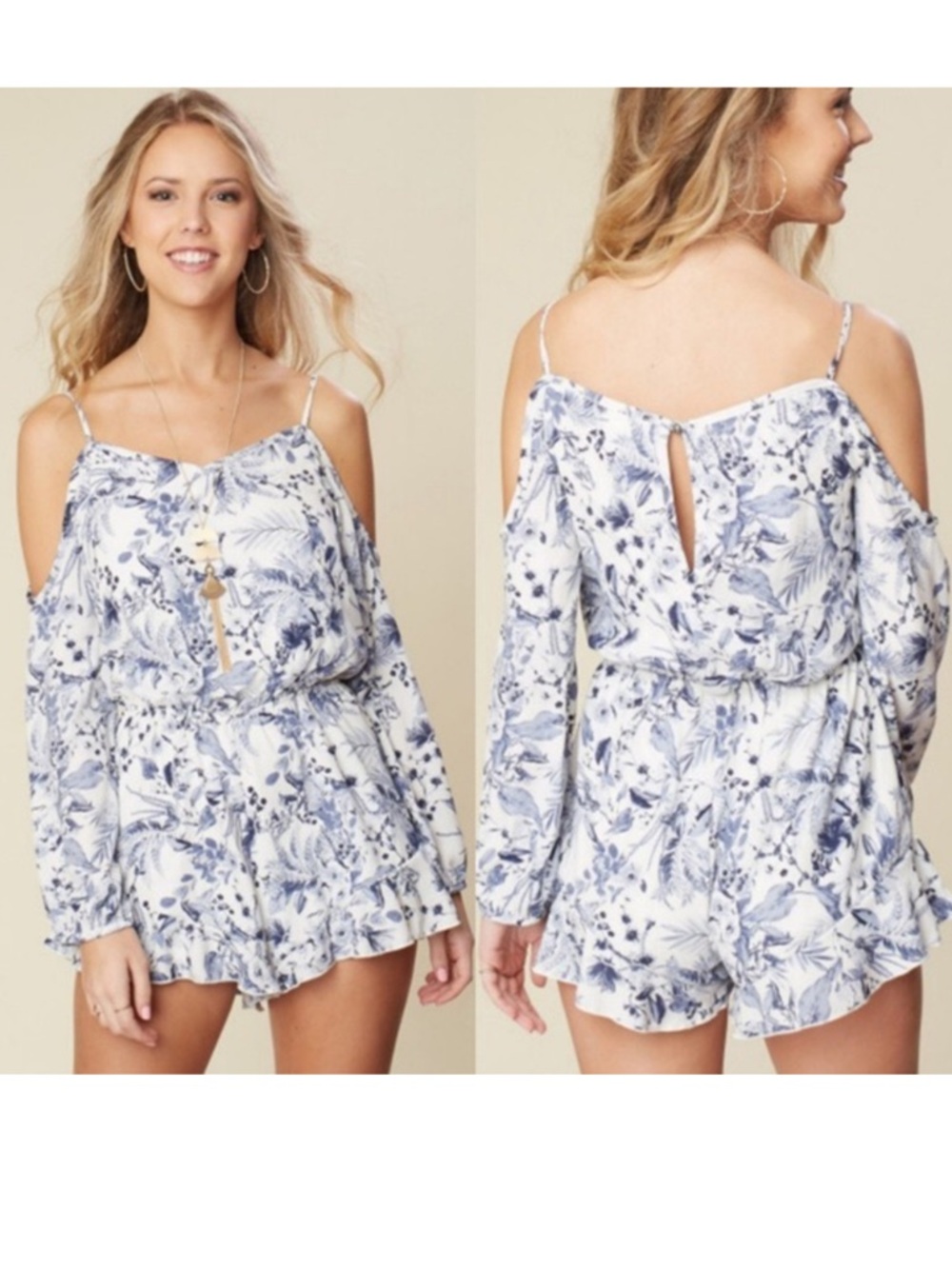 Altar'd State Cold Shoulder Floral Romper